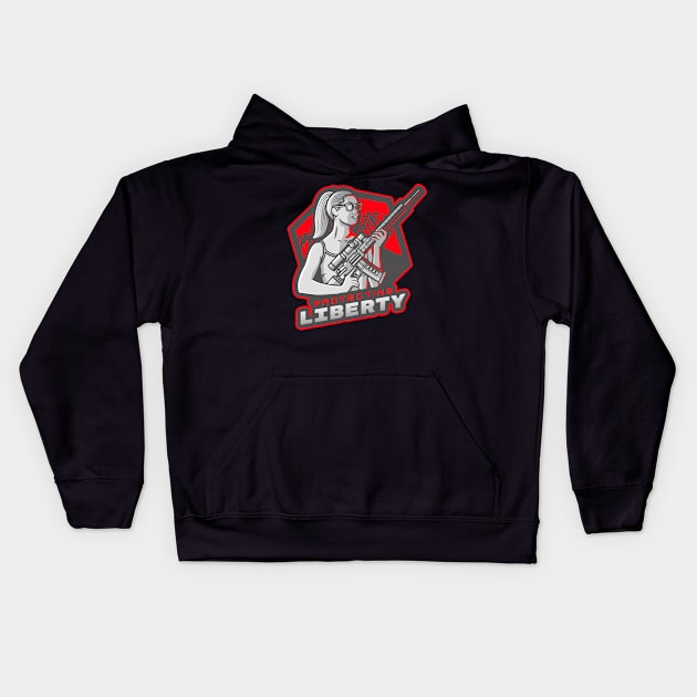 The Woman With A Rifle Kids Hoodie by Mega Tee Store